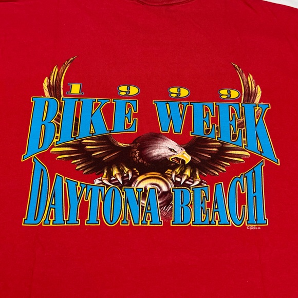 Vtg Daytona Bike Week Mens Biker T-Shirt XL 90s Red Double Sided Motorcycle A2 - Picture 5 of 9